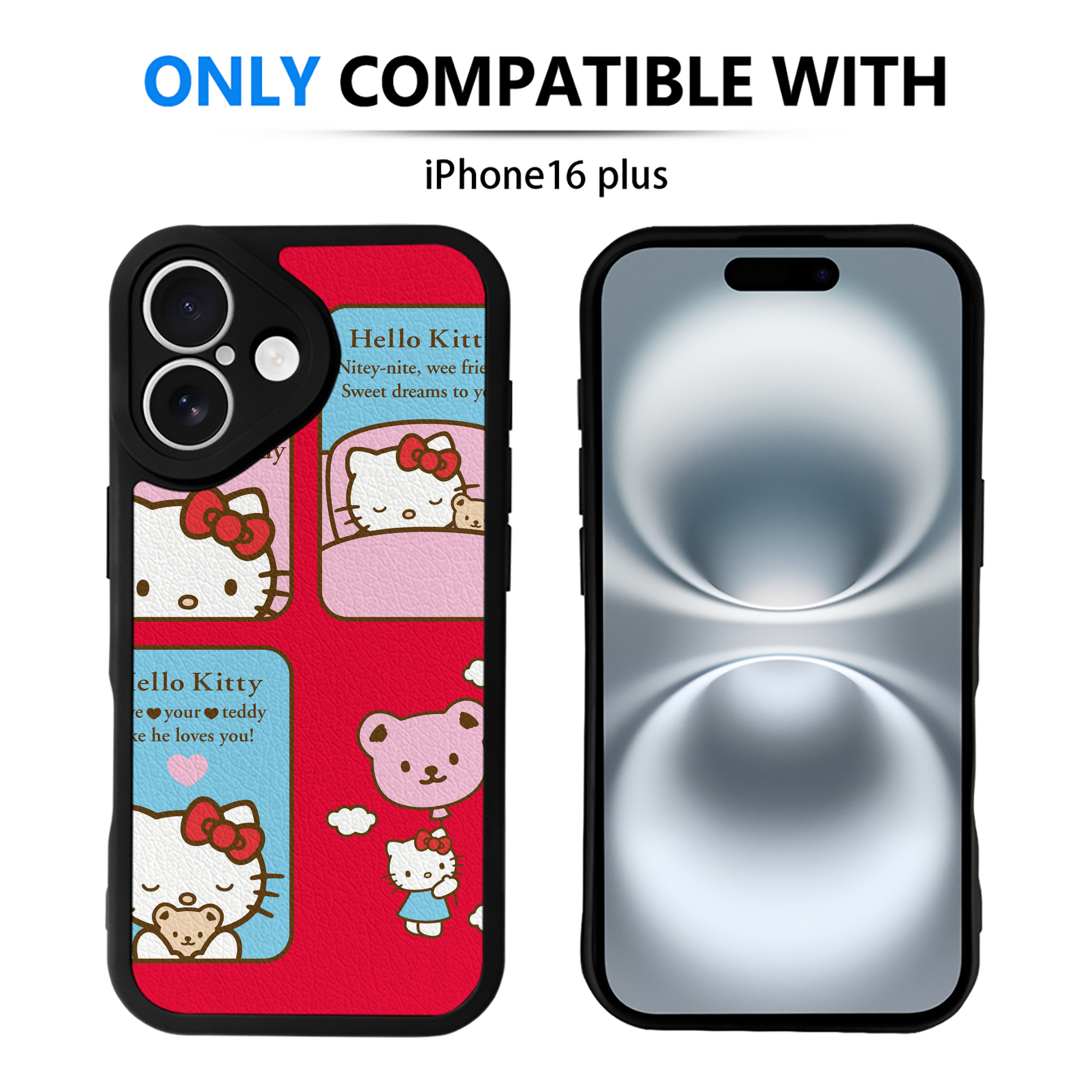 （画像用） Hello Kitty ハローキティ 【iPhone 16シリーズ対応】シリコンスマホケース（レザー調） 材質：シリコン